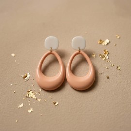 Boucles d'oreille bohèmes rose pêche  - Bijou tendance