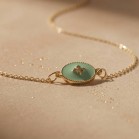 Bracelet médaillon émaillé vert mint doré - Bijou fin