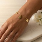 Bracelet breloques vert kaki dore - Bracelet charms