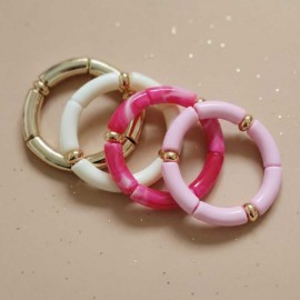 Bracelets élastiques rose doré crème "Sweet glam"