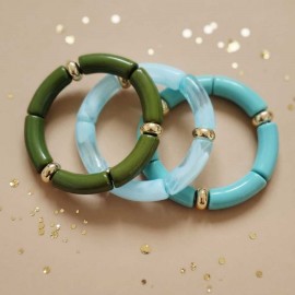 Bracelets élastiques vert assortis  "Garden"