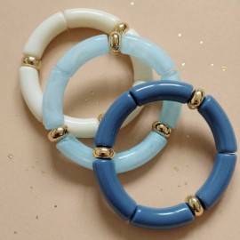 Bracelets élastiques bleu creme assortis "Sky Dreams"