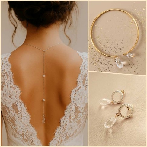 Parure bijoux mariage Swarovski cristal boh&egrave;me champ&ecirc;tre "Aubrey"
