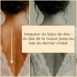 Collier dos nu Swarovski pendentif goutte de cristal  "Aubrey" - Bijou mariage