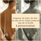 Collier de dos nu argent ou or champêtre chic pour robe de mariée dos nu feuille "Ainoha" Bijou mariage personnalisable