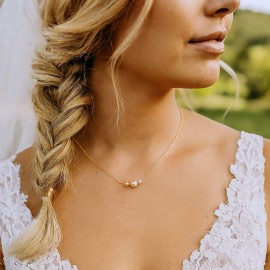 Collier dos nu doré champêtre chic pour robe de mariée dos nu feuille  "Ainoha"  Bijou mariage personnalisable