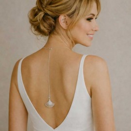 Collier dos nu bohème pendentif graphique "Athina"  Bijou mariage 