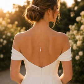 Bijou de dos mariage rétro perles discret "Natalia"  Bijou mariage personnalisable