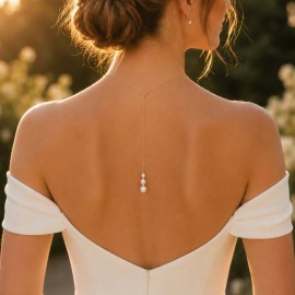 Bijou de dos mariage rétro perles discret "Natalia"  Bijou mariage personnalisable
