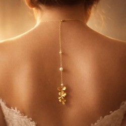 Collier de dos fleur pour robe de mariée dos nu "Awena"  Bijou mariage
