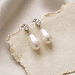 "Elona" boucles mariée perle goutte strass Swarovski - bijou mariage