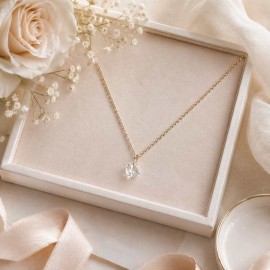 Collier mariage pendentif strass zircon minimaliste "Erin" - Bijou mariage personnalisable