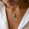 Collier Pendentif Goutte en Amazonite Naturelle — Chaîne Acier Inoxydable Doré