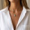 Collier Pendentif Goutte en Amazonite Naturelle — Chaîne Acier Inoxydable Doré