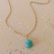 Collier Pendentif Goutte en Amazonite Naturelle — Chaîne Acier Inoxydable Doré