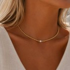 Collier Aura facette de bohême blanche et rocailles or - Bijou créateur