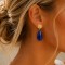 Boucles d'oreille perles goutte bleu foncé- Bijou bohème tendance