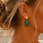 Boucles d'oreille perle poire verte - Bijou bohème tendance