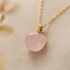 Collier quartz rose pendentif pomme "Lolita"- Bijou précieux 