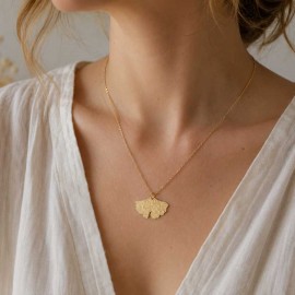 Collier pendentif gingko - Bijou précieux 