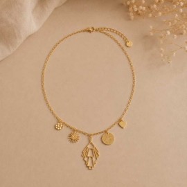 Collier charms pendentifs doré "Magdalena" - Bijou créateur