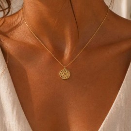 Collier bohème chic doré à pendentif zircons colorés
