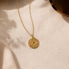 Collier bohème chic doré à pendentif zircons colorés