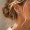 Boucles d'oreille discrètes bleu céladon et turquoise - Bijou précieux