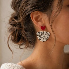 Boucles d'oreille tendance maxi terrazzo noir blanc  - Bijou contemporain