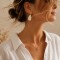 Boucles d'oreilles bohème chic goutte ivoire