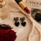 Boucles oreilles rétro coeurs noir pois - Bijou tendance
