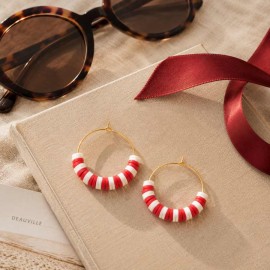 Boucles oreille marinière rouge blanc "Candy Summer " Boucles d'oreille bohèmes