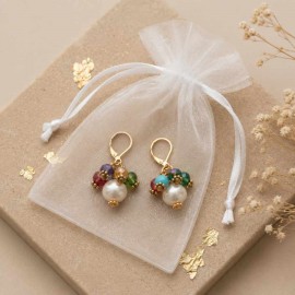 Boucles d'oreilles perles baroques multicolores bohème chic - Capri