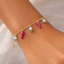 Bracelet breloques piment rose bleu- Bracelet charms