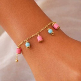 Bracelet breloques corail turquoise - Bracelet charms