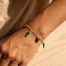 Bracelet breloques piment vert - Bracelet charms