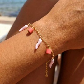 Bracelet breloques corail rose pâle - Bracelet charms