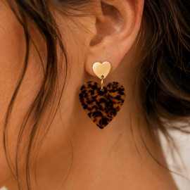 Boucles d'oreilles coeur léopard "Cœur Sauvage" - Bijou tendance 