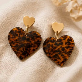 Boucles d'oreilles coeur léopard "Cœur Sauvage" - Bijou tendance 