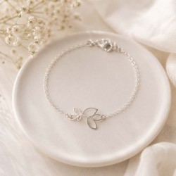 Bracelet mariée simple feuille ajourée "Neve"