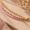 Bracelet Bohème Chic 3 rangs – Rubans rose poudré & chaîne dorée