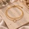 Bracelet double chaîne dorée graphique - Bijou bohème chic