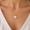 Collier cœur en nacre véritable doré acier inoxydable "Adèle" - Bijou précieux 