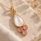 Collier nacre véritable et calcédoine rose "Capucine"