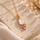 Collier nacre véritable et calcédoine rose "Capucine"
