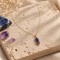 Collier pendentif lapis-lazuli & améthystes doré – "Iris"