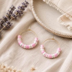 Créoles rose "Candy summer" Boucles d'oreille bohèmes