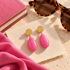 Boucles d'oreille perles goutte rose vif - Bijou bohème tendance