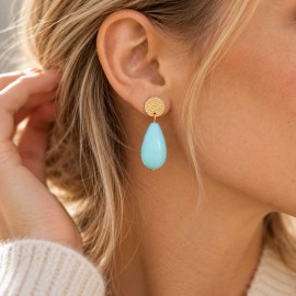 Boucles d'oreille goutte bleu ciel "Abbie"- Bijou bohème tendance