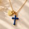 Collier croix bleu doré